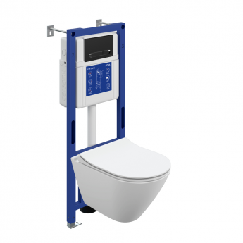 Комплект CERSANIT CITY SMART DPL EO инсталляция AQUA 40 SMART M кнопка ESTETICA пластик черный матовый с