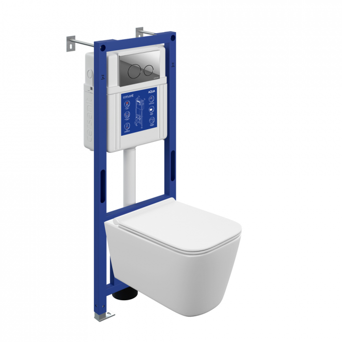 Комплект CERSANIT CREA VORTEX DPL EO инсталляция AQUA 40 SMART M кнопка TWINS пластик хром глянцевый 69475